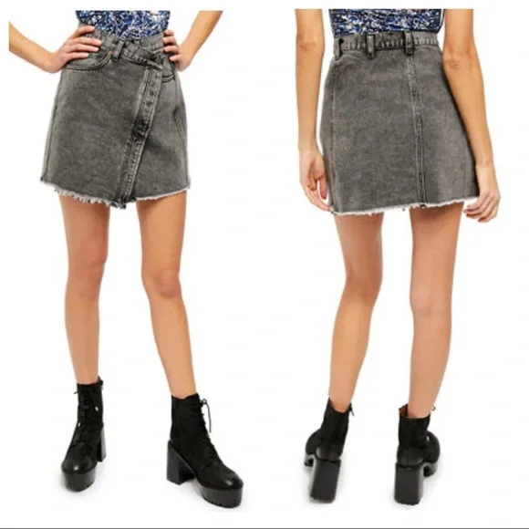 Free People Parker Skirt NEW Black Size 24 - Picture 2 of 7